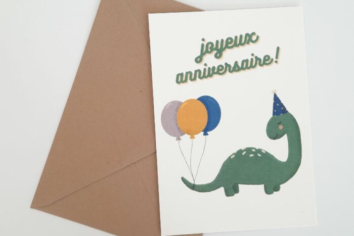 carte joyeux anniversaire dinosaure diplodocus