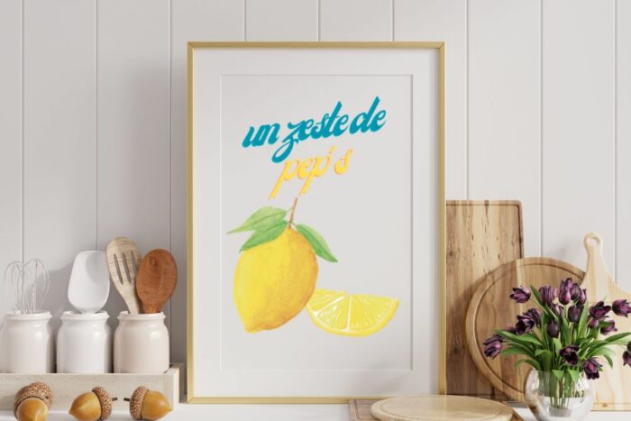 affiche citron dans une cuisine